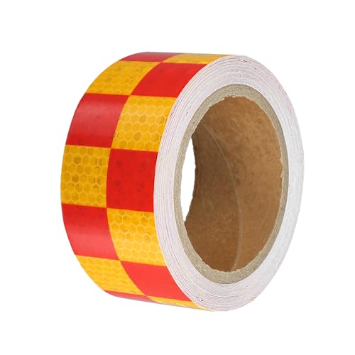 

ACROPIX Универсальная 5смx10м Желтая и Красная Клетчатая Автомобильная Светоотражающая Наклейка Светоотражающая Лента Предупреждение о Безопасности Светоотражающий Протектор - 1шт