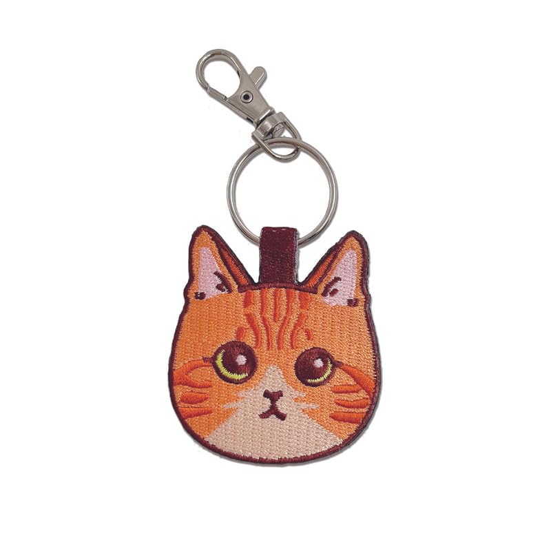 

[HINIHAO HI,] 1 pc Orange Cat Double-Sided Embroidered Keychain