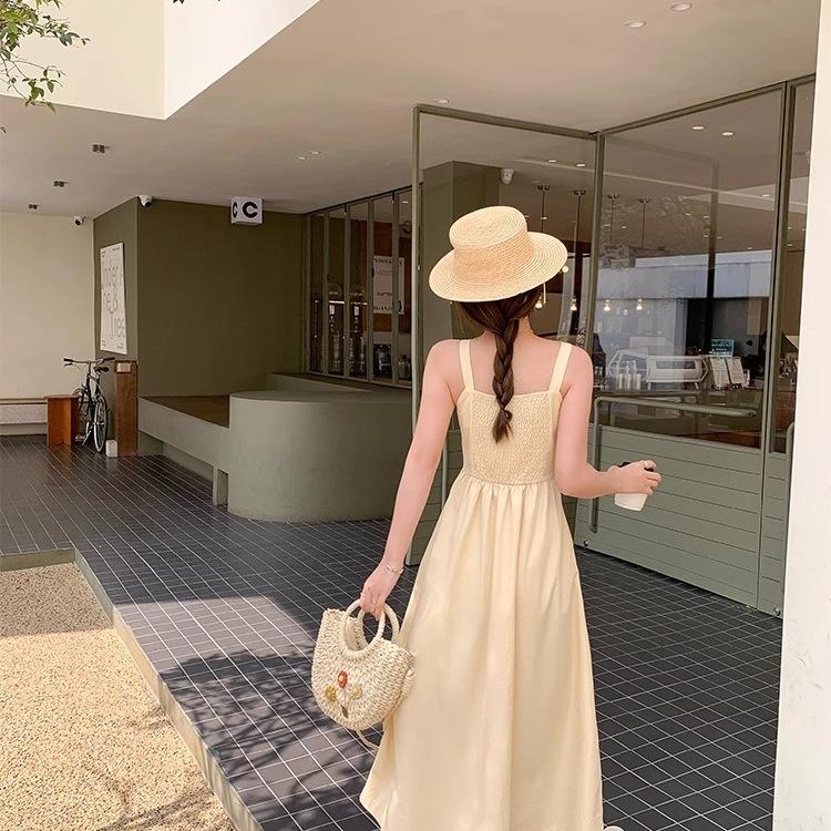 Fashion French suspender dress women's summer new belly-covering and thin pear-shaped figure drape A-shaped skirt