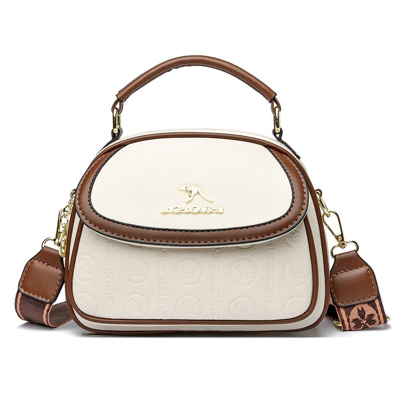 

2025 Fashionable Versatile Women s Small Round Crossbody Bag for Middle-Aged Moms брудно-білий