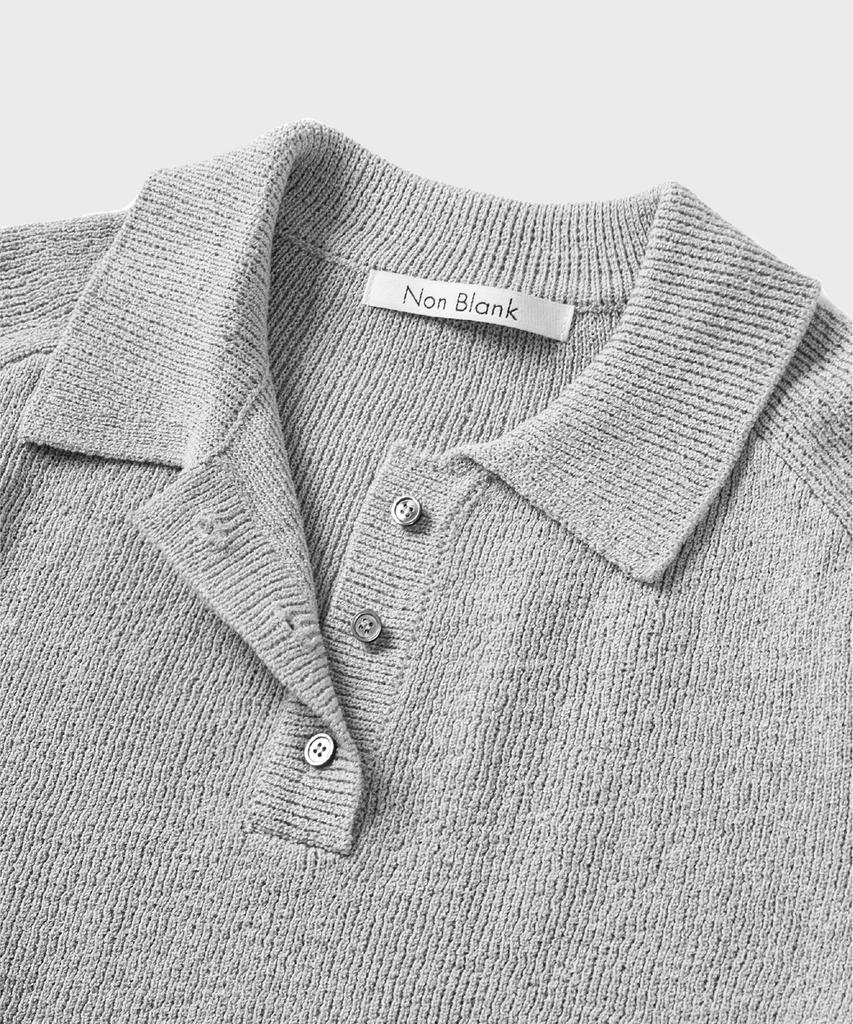 NONBLANK Raglan Half Sleeve Collar Crop Knit_Grey