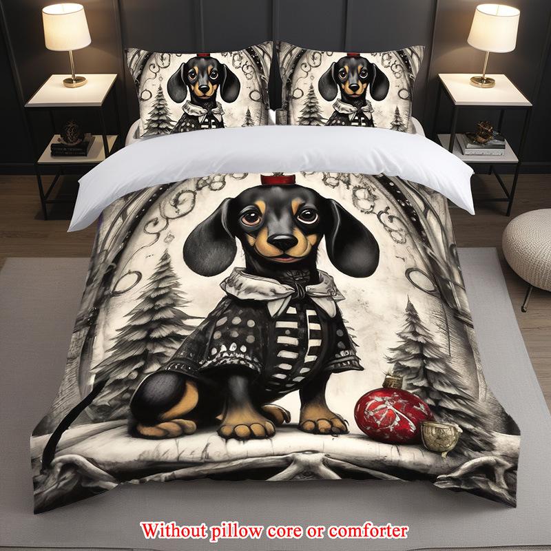 Quilt Cover 3D Digital Printing Three-Piece Set Home Textile Snow Cute Pet Tk Bedding