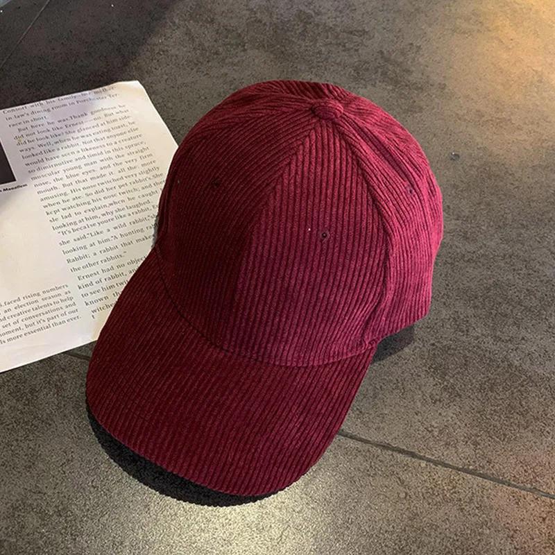 

New Autumn Winter Baseball Caps for Man Women Corduroy Solid Color Snapback Sports Hats Casual Hip Hop Duck Tongue Caps вино красного