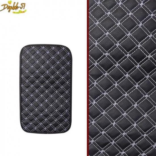 Quilted Embroidery PU Leather Car Armrest Box Cover Pad Center Console Protector