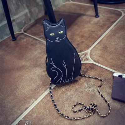 BLACK CAT NOUVEAUTÉ BANDOULIÈRE CHAÎNE SAC - Femme Fille 2024 Street Fashion Animal Chaton Mignon Cool Unique Fun Cross Body Purse Bag