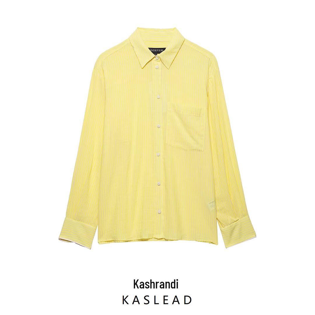 

2025 Spring Women s European & American Fashion Striped Pleated Shirt XS