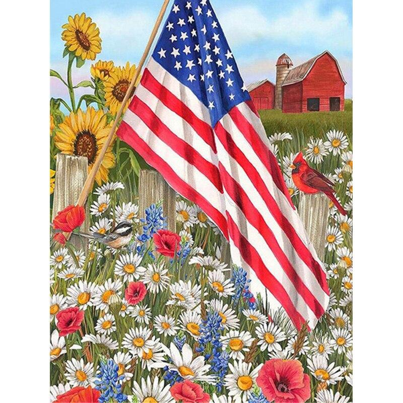 New 5D DIY Diamond Painting Flag Diamond Embroidery Flowers Scenery Cross Stitch Full Round Drill Home Decor Manual Gift