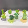 For 4Pcs/set Resin Succulent Cactus Mini Green Plant Bonsai Small Tree Pot Car Office Home Living Room Decoration Wedding Party