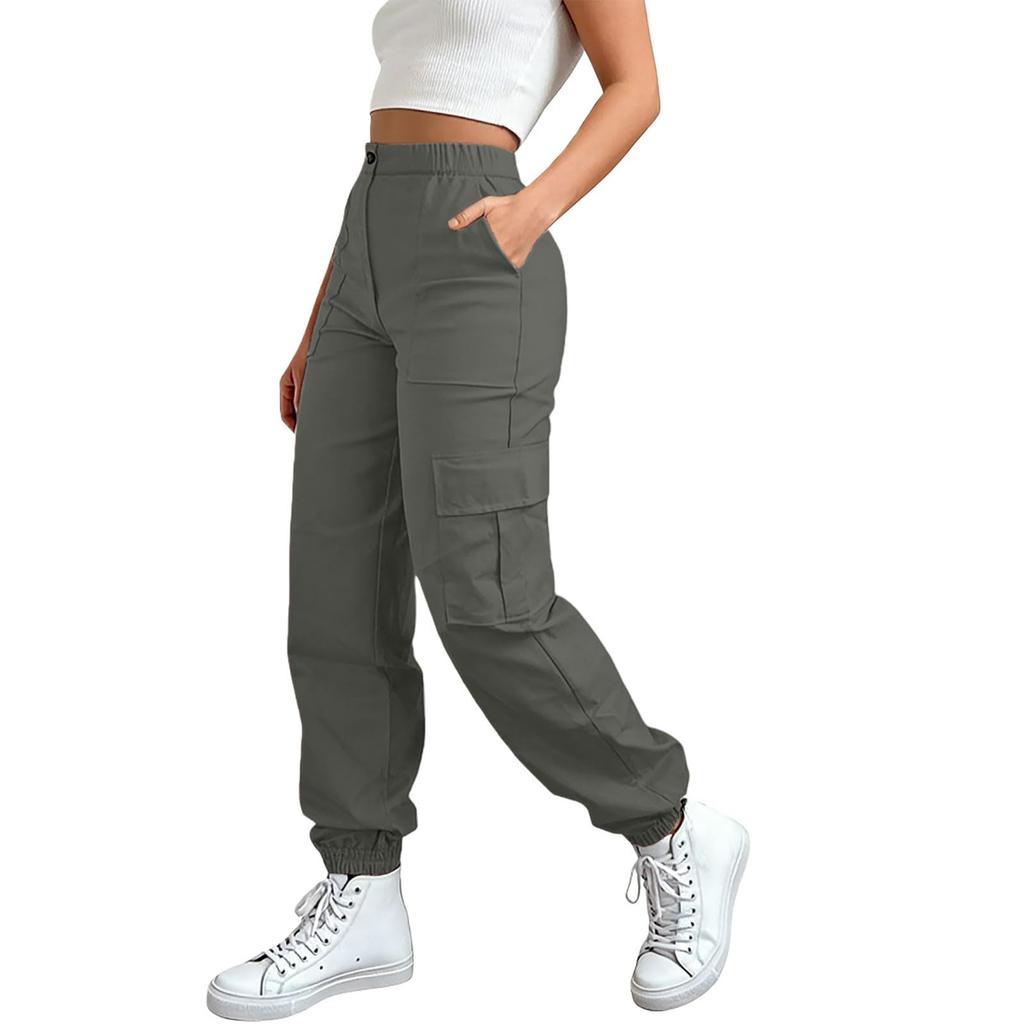 Women's Casual And Fashionable Color Loose Pants With Pocketes