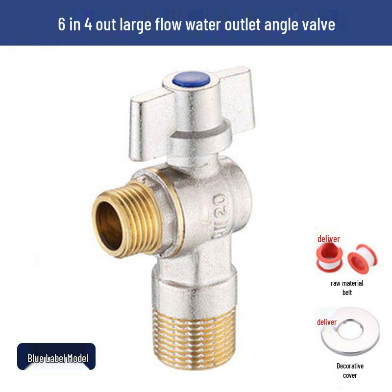Universal All-Copper Gas Water Heater Valve: Hot/Cold Flow, 4/6 Point Angle Stop & Triangle Valve