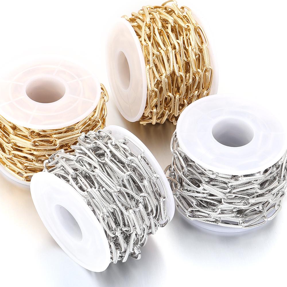 5Yards/Roll Aluminium Chain Gold Silver Color Oval Triangle Cross Link Chain For Jewelry Making DIY Necklace Bracelet Components