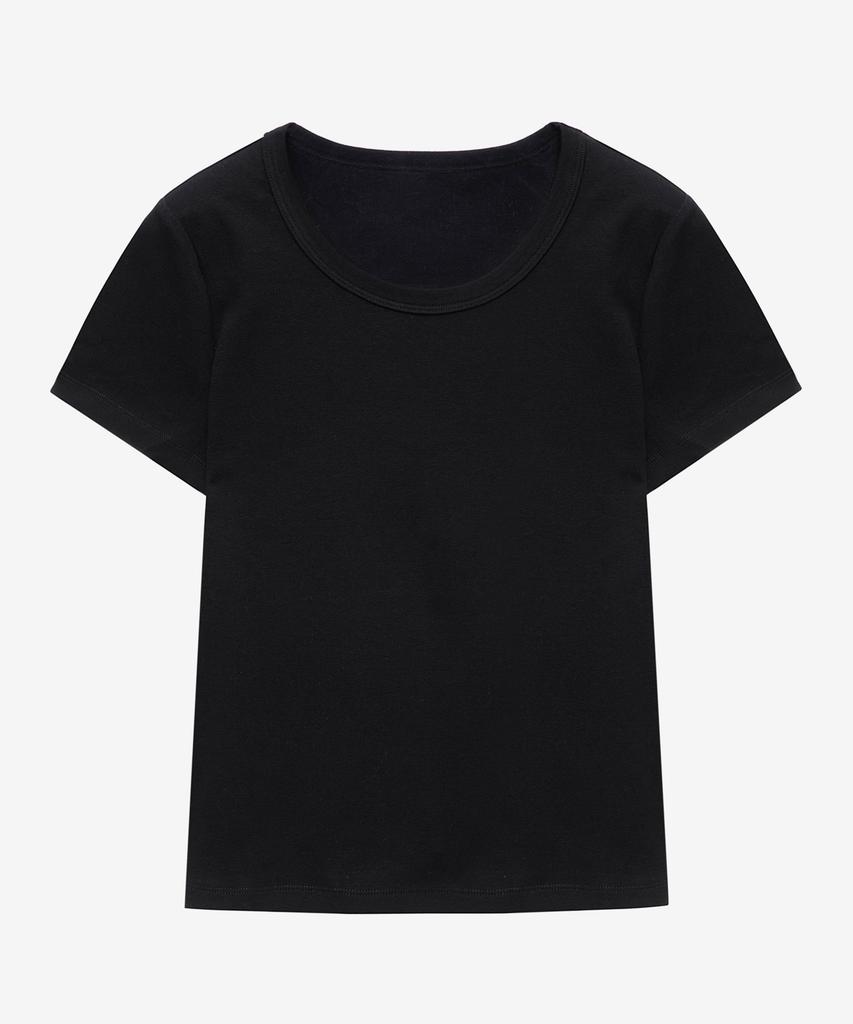 MIND BRIDGE WOMEN [W] U-Neck Basic Slim Fit Short Sleeve T-Shirt - 3 Colors