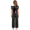 Kids Jazz Dance Costume Set Sequin Embellished Cap Sleeve V Neck Asymmetrical Hem Zip Vest with Elastic Waist Pants for Stage Competition