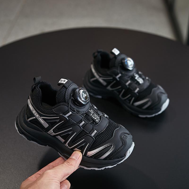 Children's Sports Shoes 2025 Spring New Boys Mesh Dad Shoes Breathable Casual Shoes Rotating Button Girls Shoes