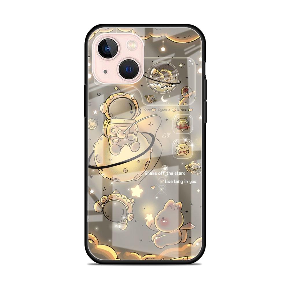 Glass Case For Apple iPhone 14 13 11 12 Pro 7 XR X XS Max 8 6 6s Plus SE 2022 13Pro Tempered Phone Tampa Astronaut Light