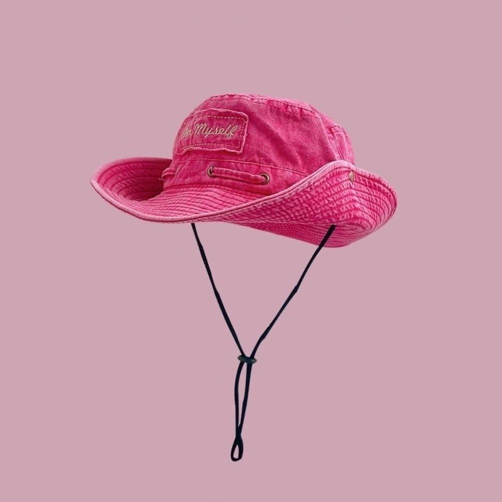 Solid Color Western Cowboy Hat Vintage Wash Sun Hat Fashionable Fisherman Hat  Camping