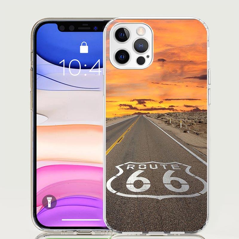 

America Route 66 Phone Case For Iphone 11 12 13 Mini 14 15 Plus 17 Air 16 Pro Max 16E 7 8 SE Art Customized Coque Capa 11 12 13 iPhone 14 Pro Max