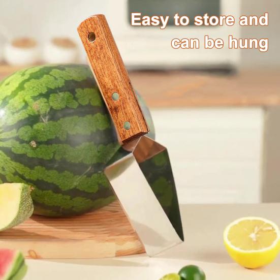 Triangle Watermelon Cutter, Stainless Steel Watermelon Slicer Cutter Tool with Wooden Handle And Blade Cover, Home Kitchen Gadget