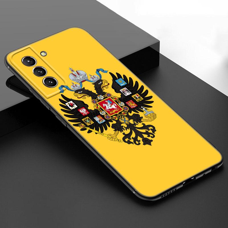 

Russia Flag National Emblem Black Silicone Phone Case For Samsung Galaxy S23 S21 S20 FE S24 S22 Ultra S10E S10 S9 S8 Plus Samsung S23 FE