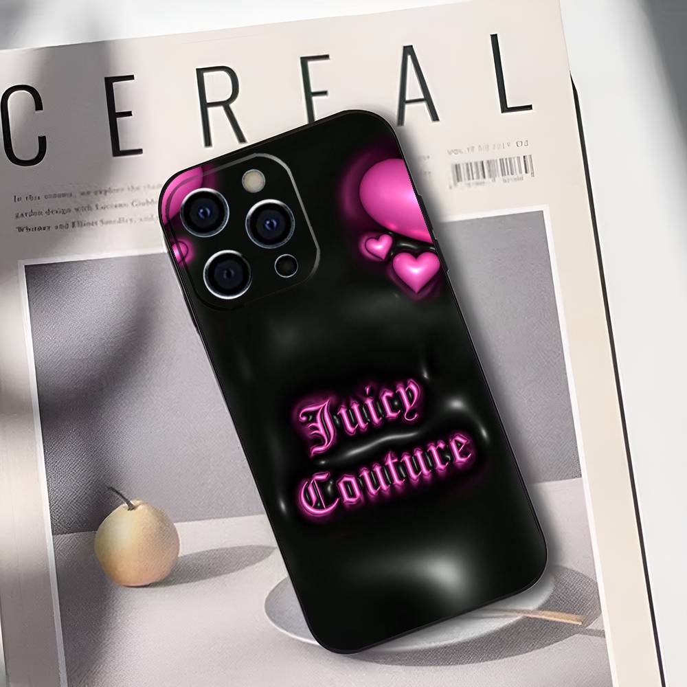 Pink J-Juicy C-Couture Phone Case For iPhone 17,16,15,14,13,12,11 Plus,Pro Max,XS,Soft Black Cover
