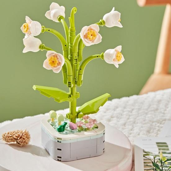 Building Block Bright Color Realistic Looking Smooth Edge Toy Parent-child Interaction Potted Plant Building Blocks DIY Assembly