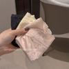 2025 Women's High-End French Lace Panties - Satin Ice Silk, Seamless, Mid-Low Waist, Plus Size