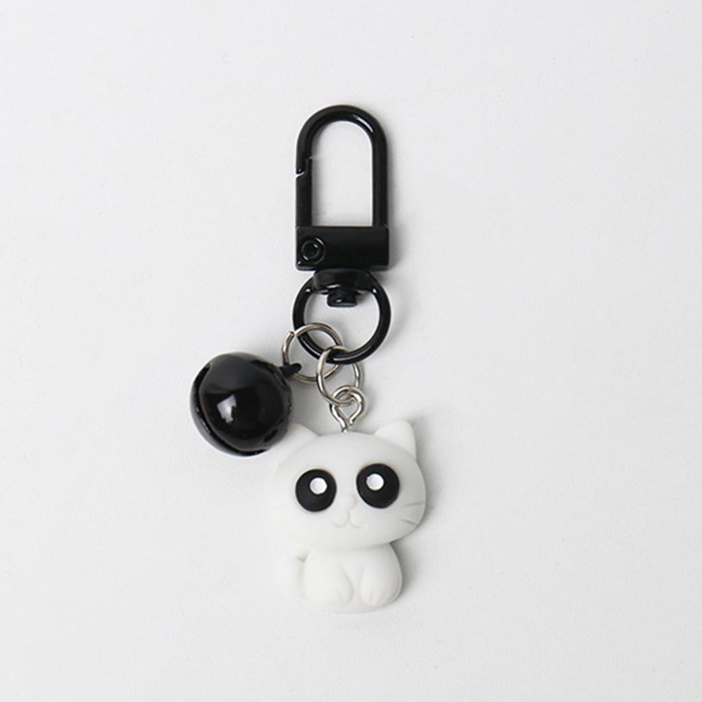 Black and White Cat Keychain Cute Animal Keyring Couple Gift for Women Bag Purse Bag Accessories Backpack Decorations