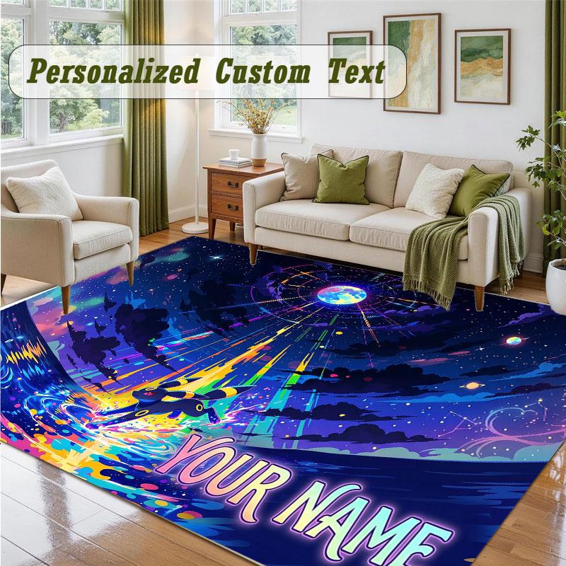 Crystal Velvet Square Rug Custom NamePokémon Pattern Non Slip Home Floor Decor Rug