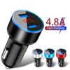 Car Chargers 2 Ports Fast Charging For Samsung Huawei Iphone 7 8 Plus Xiaomi 10 Universal Aluminum Dual Usb Car-charger Adapter