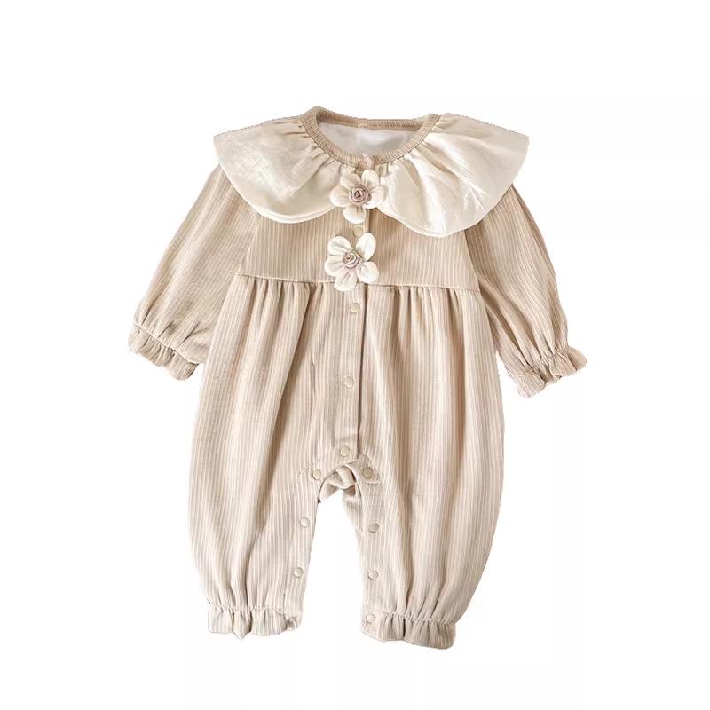 Camellia Spring Newborn Girl Coverall Long Sleeve Bodysuit