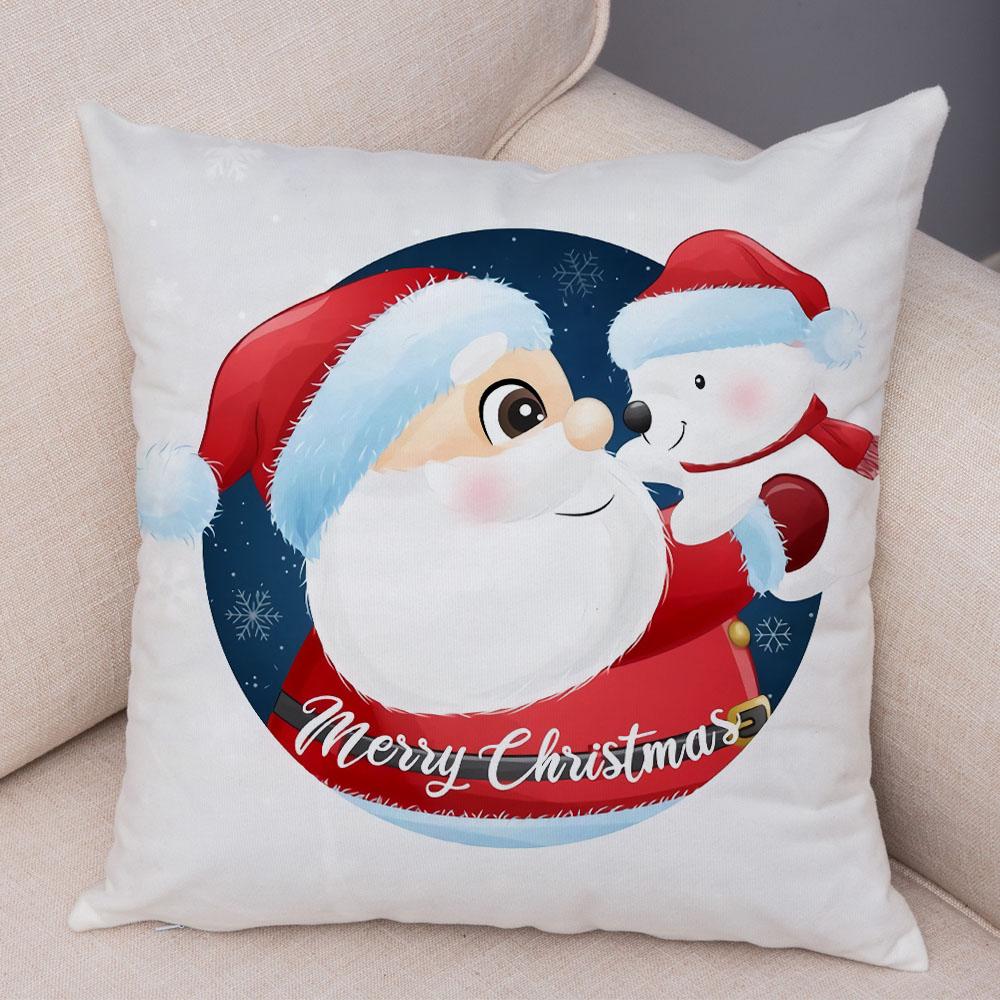 Cartoon Santa Claus Little Penguin Pillowcase Sofa Kids Room Decoration Merry Christmas  Deer Cushion Cover 45x45cm