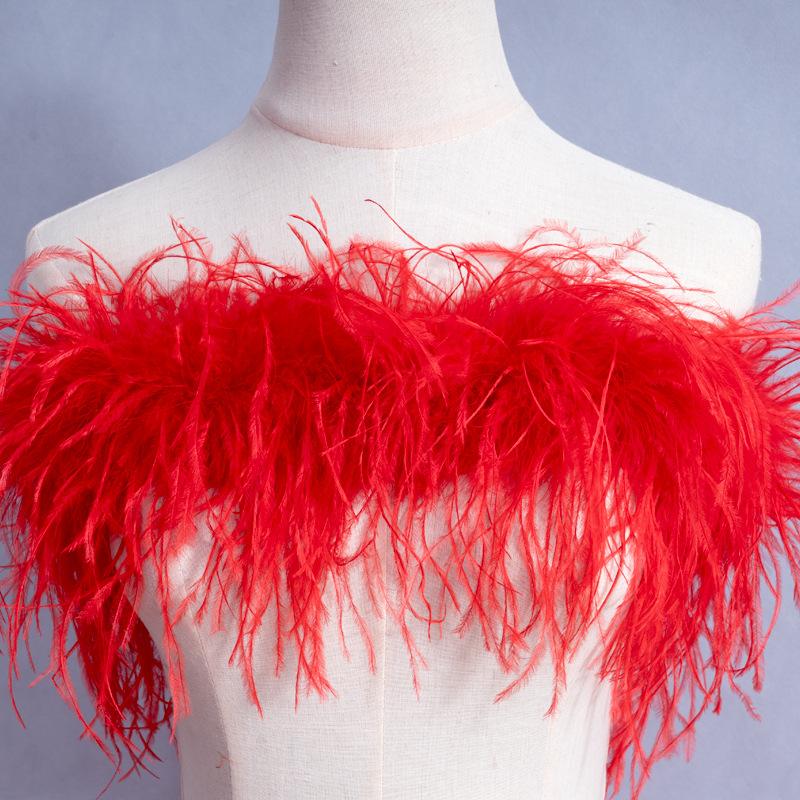3 Layers Of Color Encryption Bold Ostrich Feather Strip Catwalk Latin Dance Dress Fashion Diy Handmade Clothing Accessories