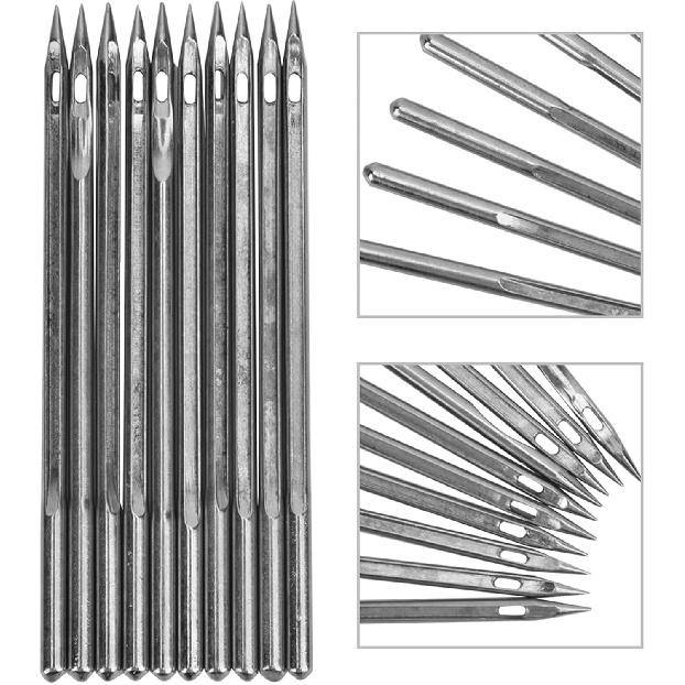 Shoe Repairing Machine Needle, Hand Shoes Repair Tool Accessory Leather Cobbler Sewing Needles Small Heavy Duty Replacements Spare Parts Silver