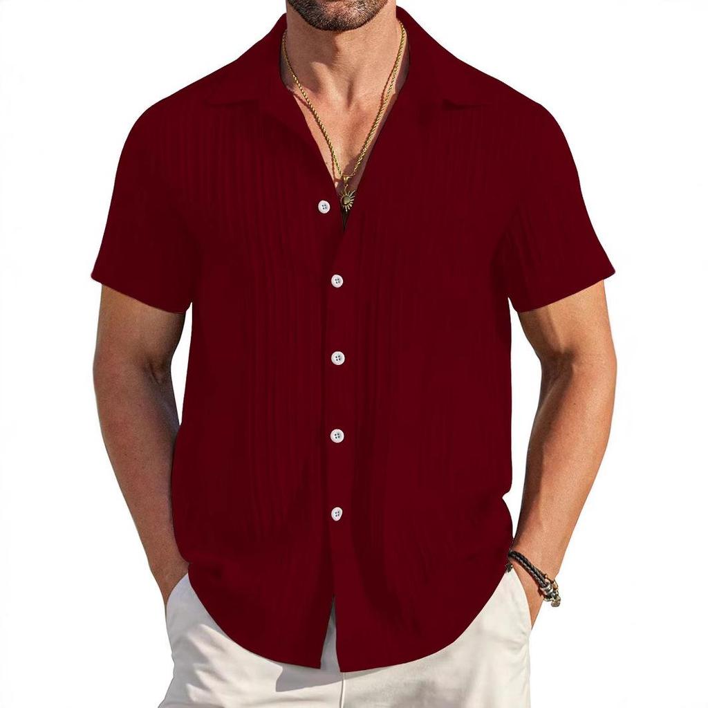 Men's Summer Trendy Solid Color Lapel Sports Casual Shirt