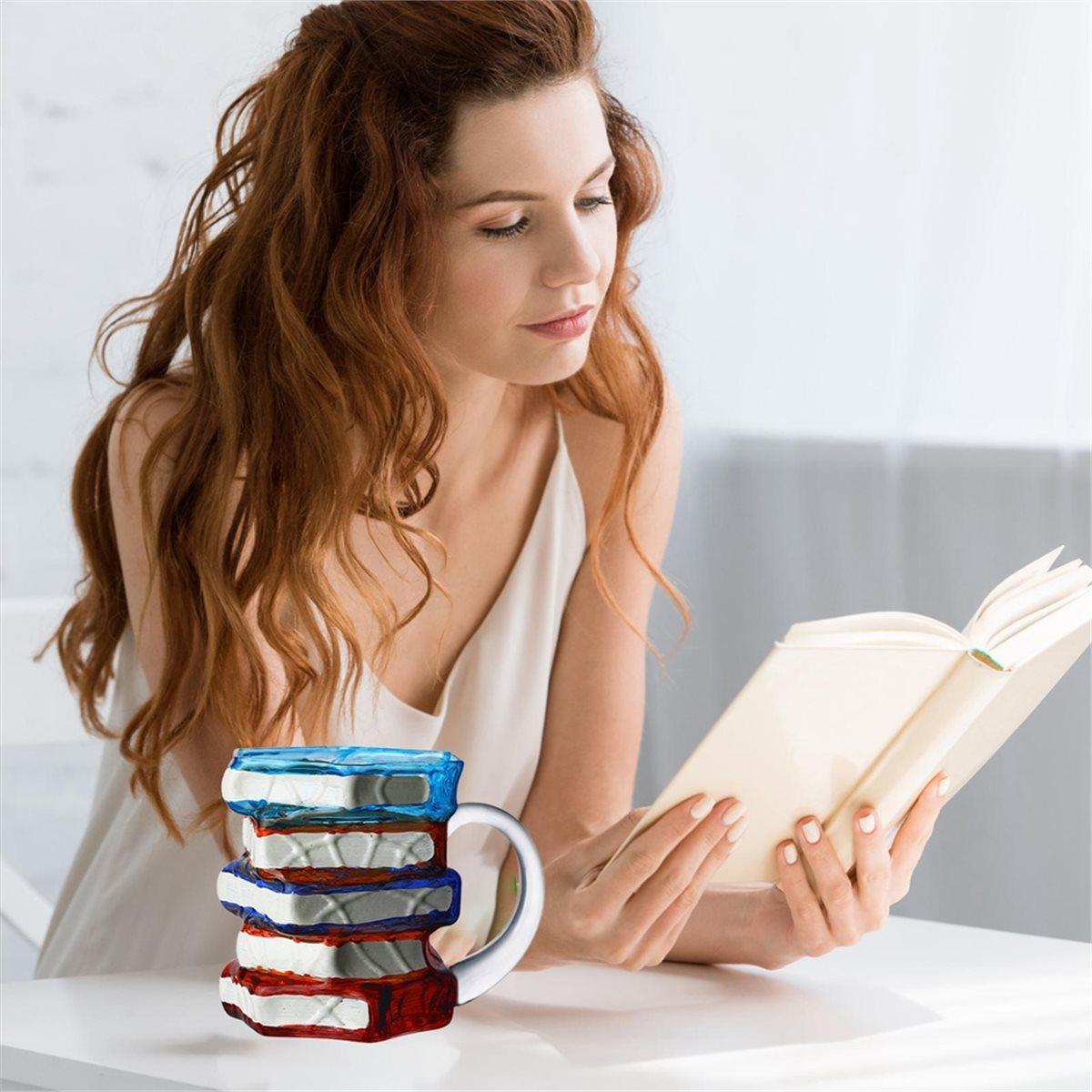 

Книга Кружка Витраж Книжный Книжный Стопка Кружка Цветные Милые Книжные Предметы для Женщин Мужчин Учителей Писателей Литература China Mainland