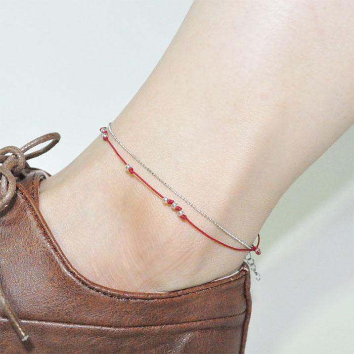Bjegob Ping Pong Silver Anklet
