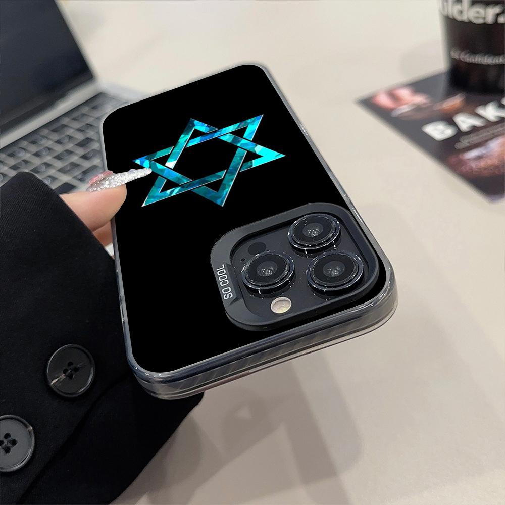 David Jewish Star Symbol Phone Case Matte Colored Silver For IPhone 15 14 16 13 12 11 Pro Max Plus XS X Shockproof Hard Cover
