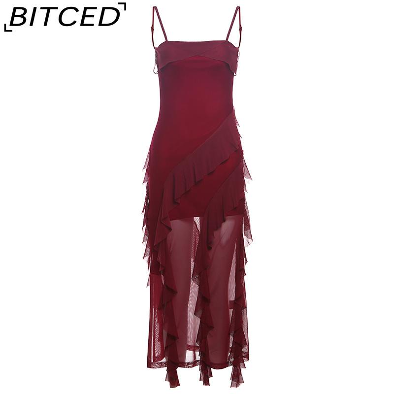 

BITCED Summer Women s Solid-Colour Slim-Fit High-Waisted Fashion Off-the-Shoulder Strapless Dress S бордовий
