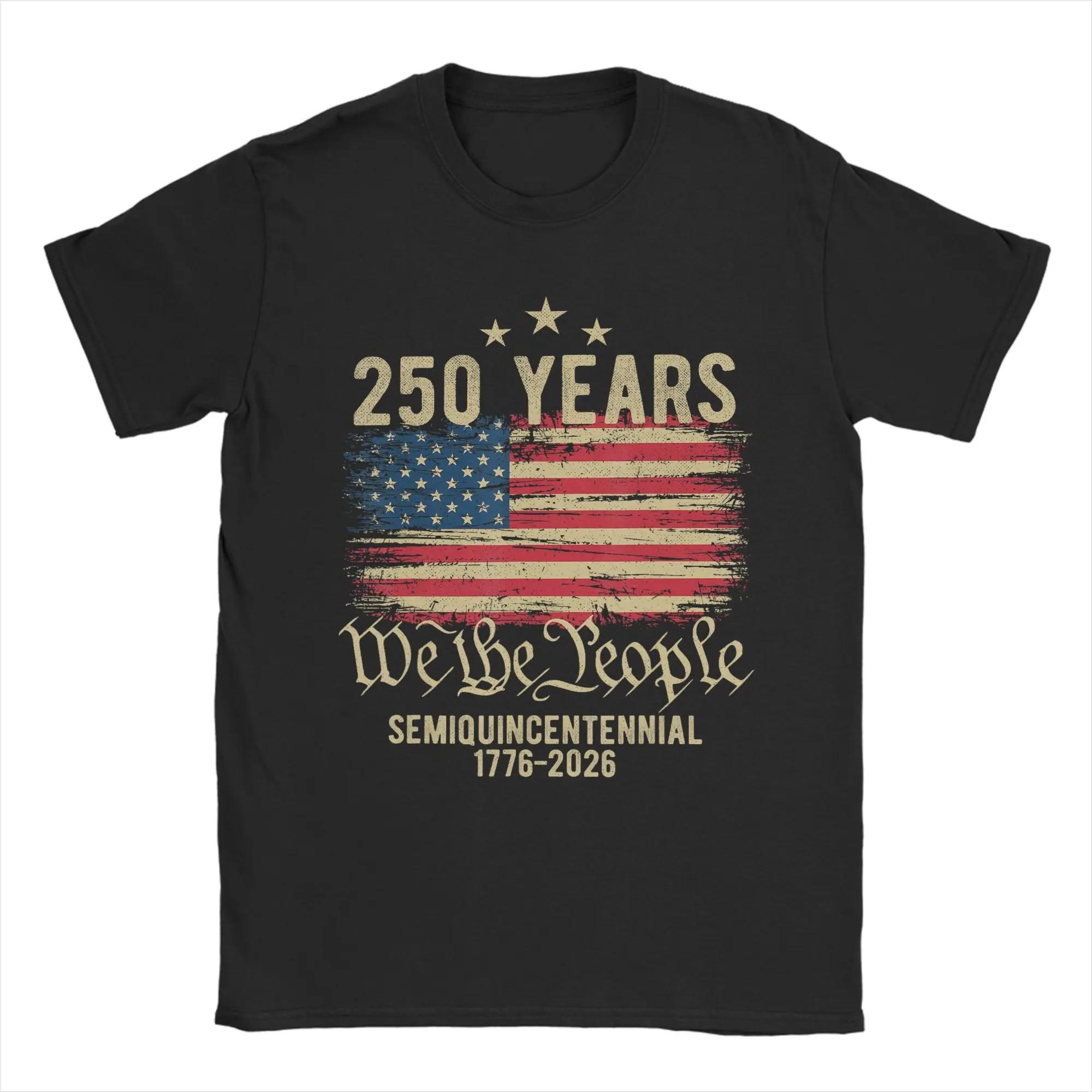 

250 Years Semiquincentennial American Flag We the People Graphic Tee Short Sleeve T-Shirt for Men - Men s Summer Cotton Graph... S разноцветный