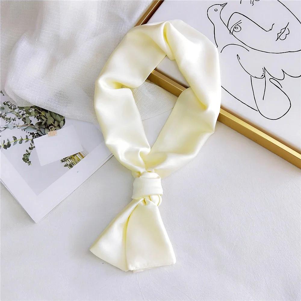 Fashion Neckerchief Women Headband Hair Scarf Silk Satin Bag Scarves Female 145*15cm Long Wraps Black Red Pink Scarfs For Ladies