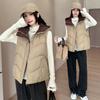 Women's Winter Hooded Color Matching Cotton Clothes Vest Top Solid Color Warm Sports Casual Sleeveless Vest