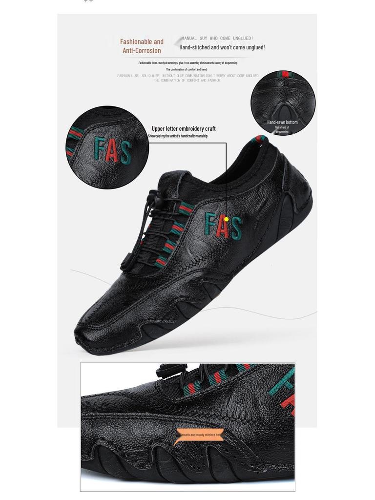 Men's Plus Size Casual Leather Moccasins: Spring/Summer British Style in Cowhide