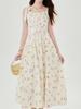 Women's Summer Pink Mori Style Sleeveless Long Camisole Dress - Fairy Beach Vacation