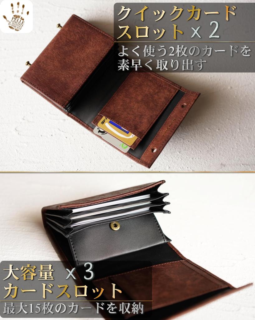 [IrideScent] Bi-fold Wallet for Men, Box-shaped Coin Purse, Italian Leather, Pueblo Leather, Mini Wallet, Compact, Small Wallet, Bi-fold, Box-shaped,