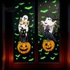 Halloween Leuchtet im Dunkeln Fensteraufkleber, Gruseliger Geist Skelett Glassticker, Wasserdichte Statische Aufkleber für Feiertagsparty Verkaufsartikel