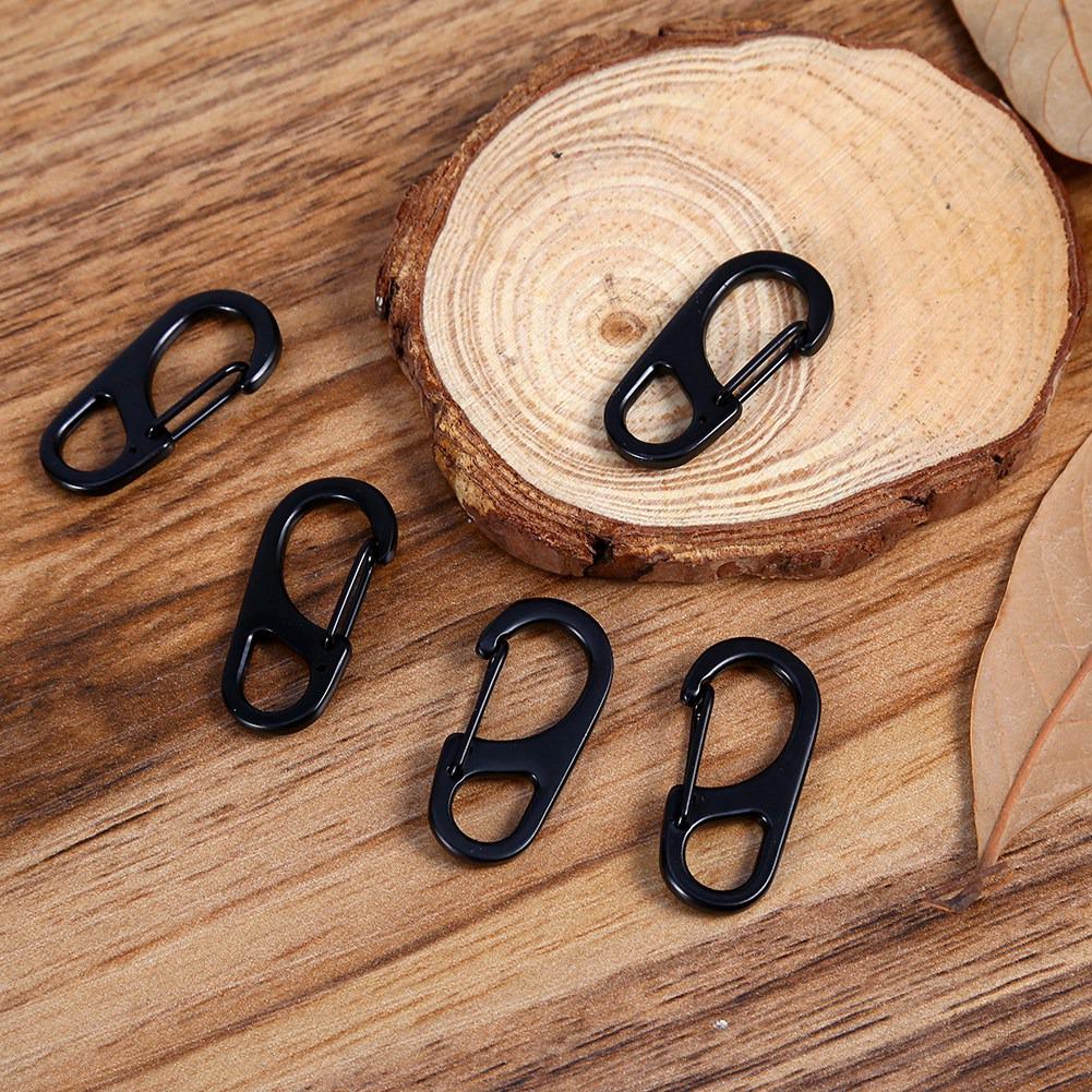 5PCS   Useful Metal Alloy   Quick Release Clip Key   Keychain Carabiner(black)