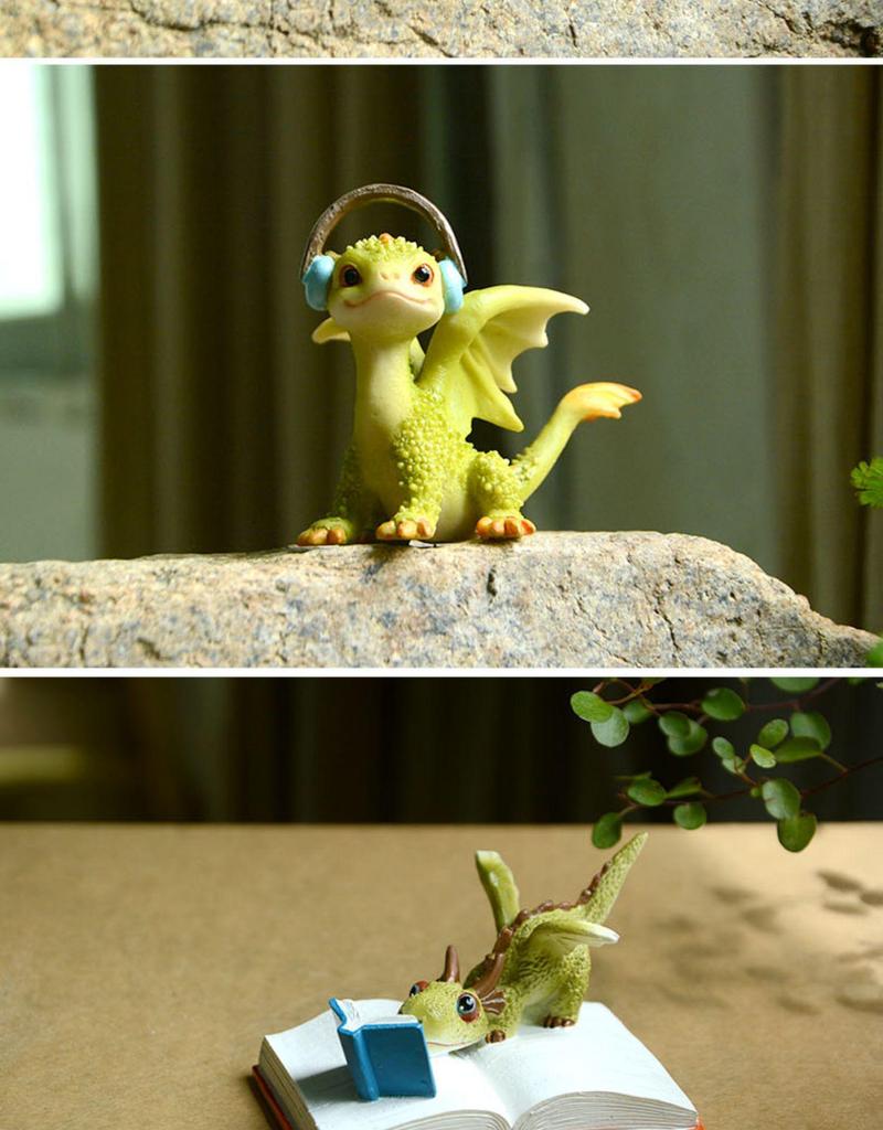 Adorable Cartoon Dragon Resin Ornament - Dinosaur Figure Gift for Friends & Teachers