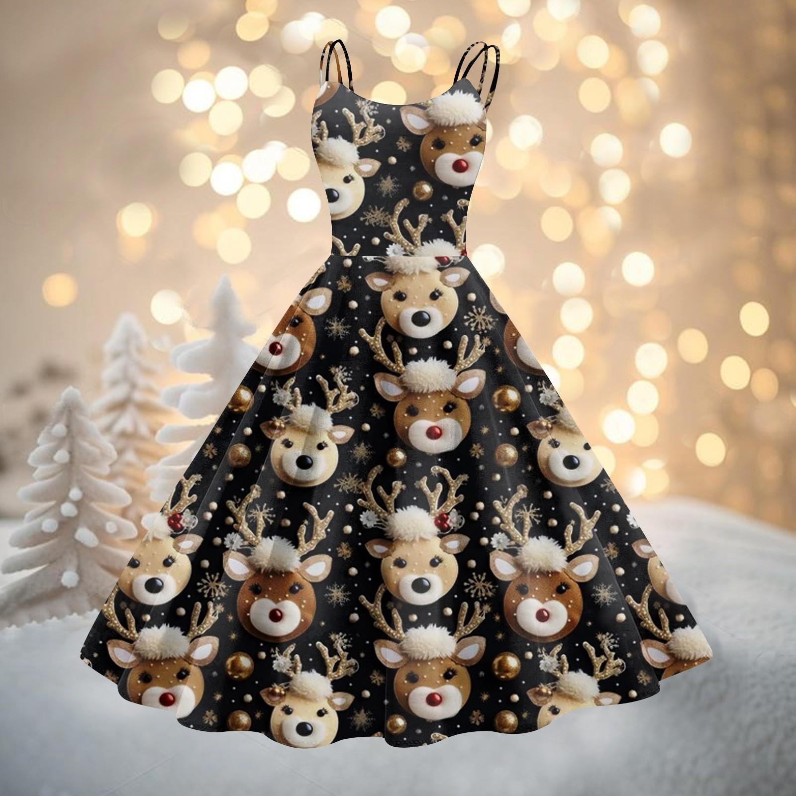 

Женское модное сексуальное коктейльное платье без бретелек с рождественским принтом в стиле панк, винтажное платье. S чёрный
