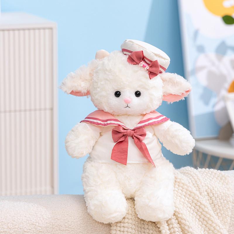 

Apron Fluffy Sailor Sheep Plush Toy Cotton Filling Children Play Doll Collection Sailor,23cm