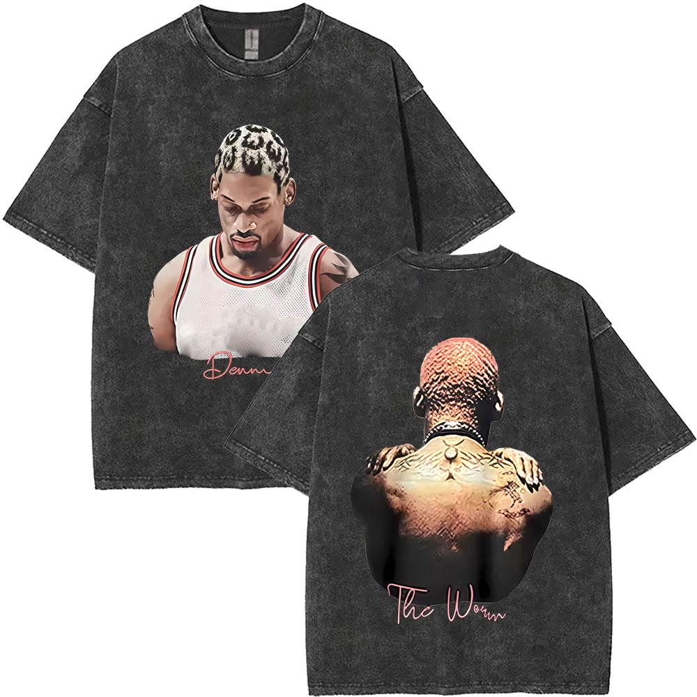 2026 Hot Sale Washed Vintage The Worm Dennis Rodman I'm Back T-shirt Men Women Fashion Hip Hop Oversized T Shirts Male Rock Retro Streetwear